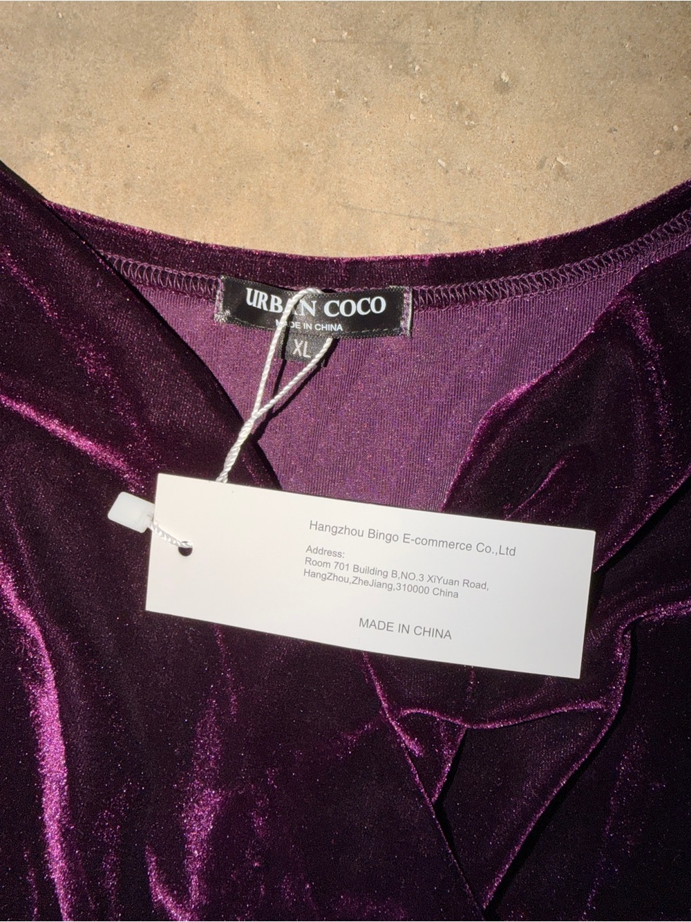 Urban CoCo XL Purple Velvet Maxi Dress Long Sleeve Wrap Holiday Formal NWT Glam - Picture 4 of 12